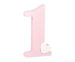 Addobbo compleanno numero 1 in legno rosa