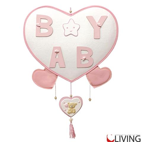 fiocco nascita nuvola baby cuore rosa grande