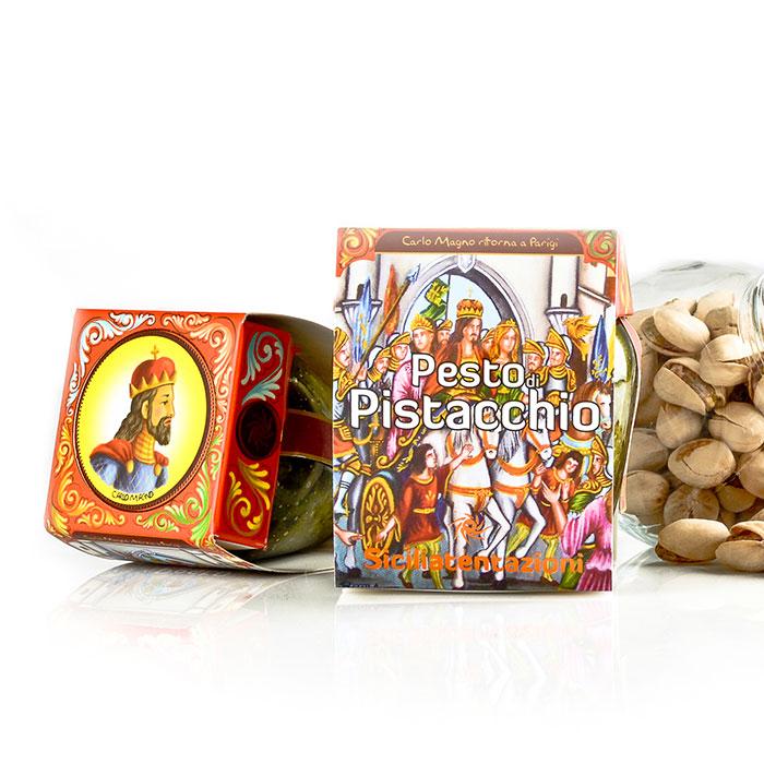 bomboniera gastronomica pesto di pistacchio "opera dei pupi" 180 gr.