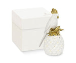 Bomboniera Matrimonio  Tema Tropical Chic  Pappagallo Su Ananas Bianco E Oro