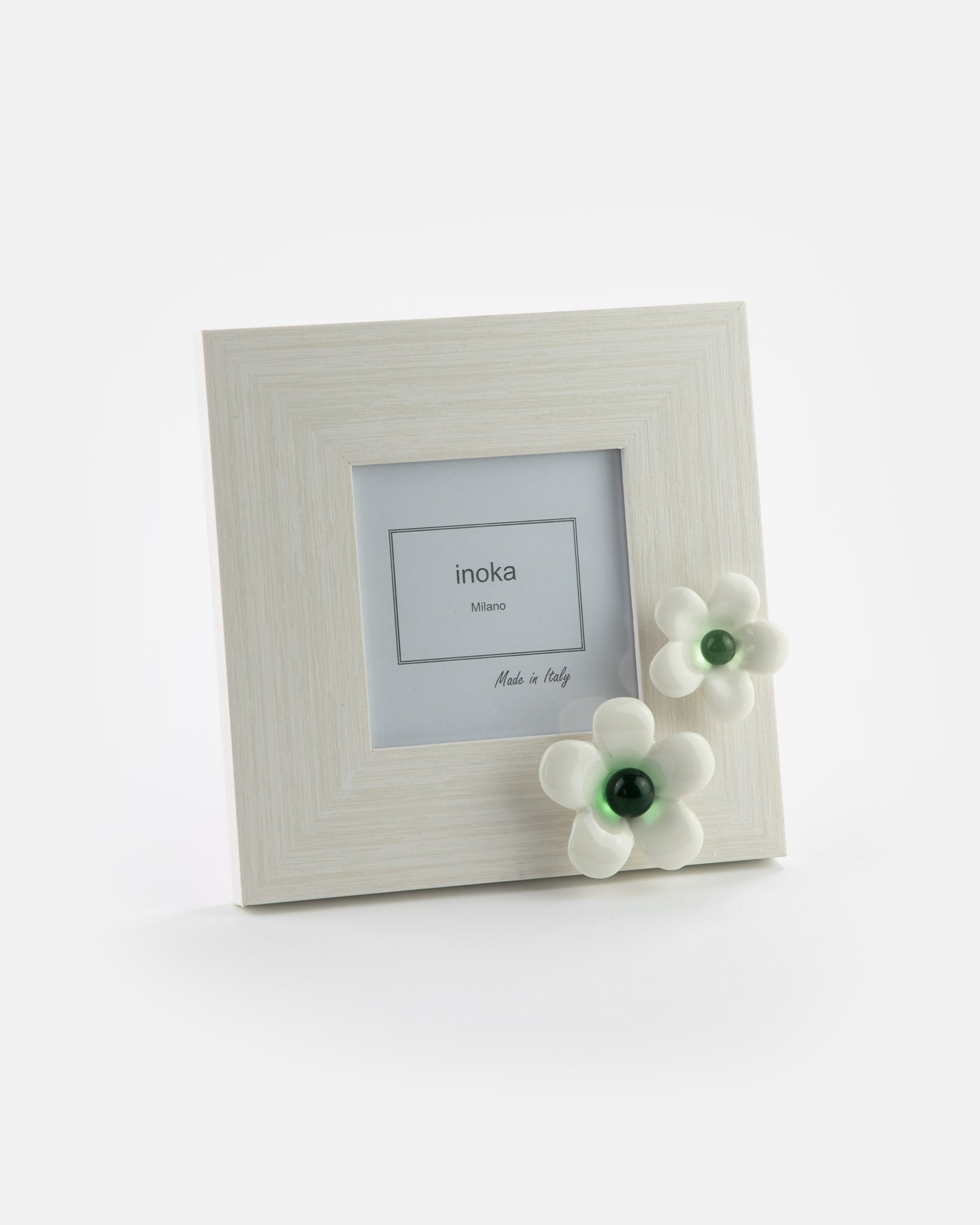 Vasetto Doppio Con Cornice In Legno Applicazione Fiore