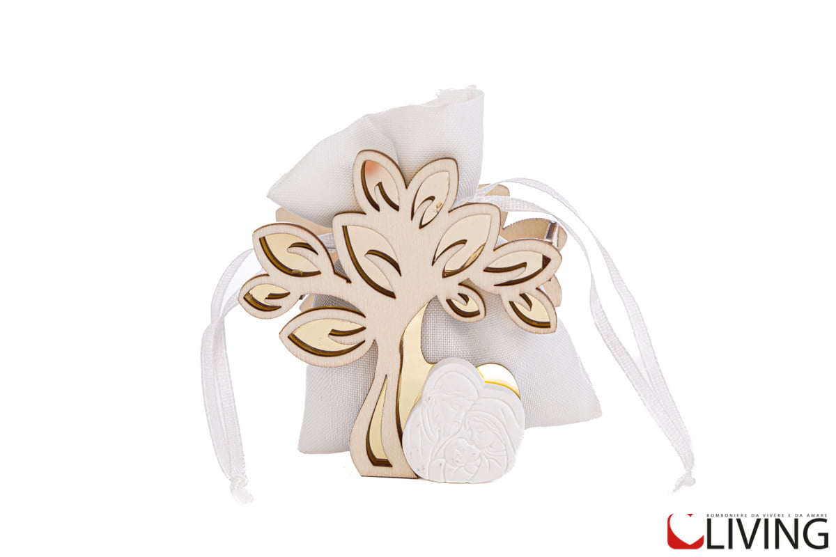 porta sacchetto legno albero oro sacra famiglia