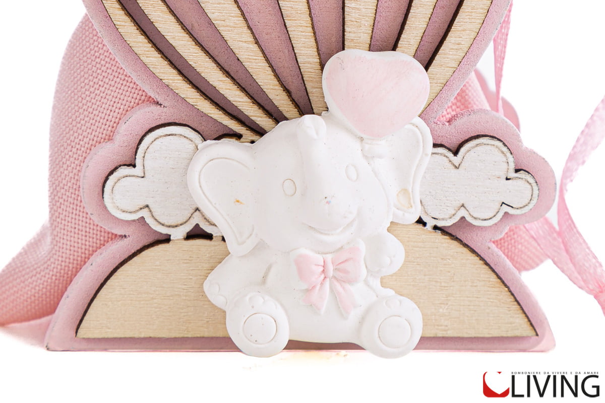 porta sacchetto legno mongolfiera elefante rosa