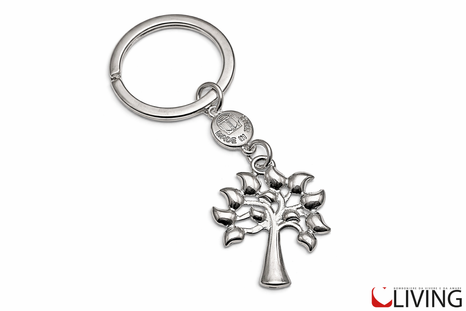 bomboniera portachiavi albero della vita metallo lucido