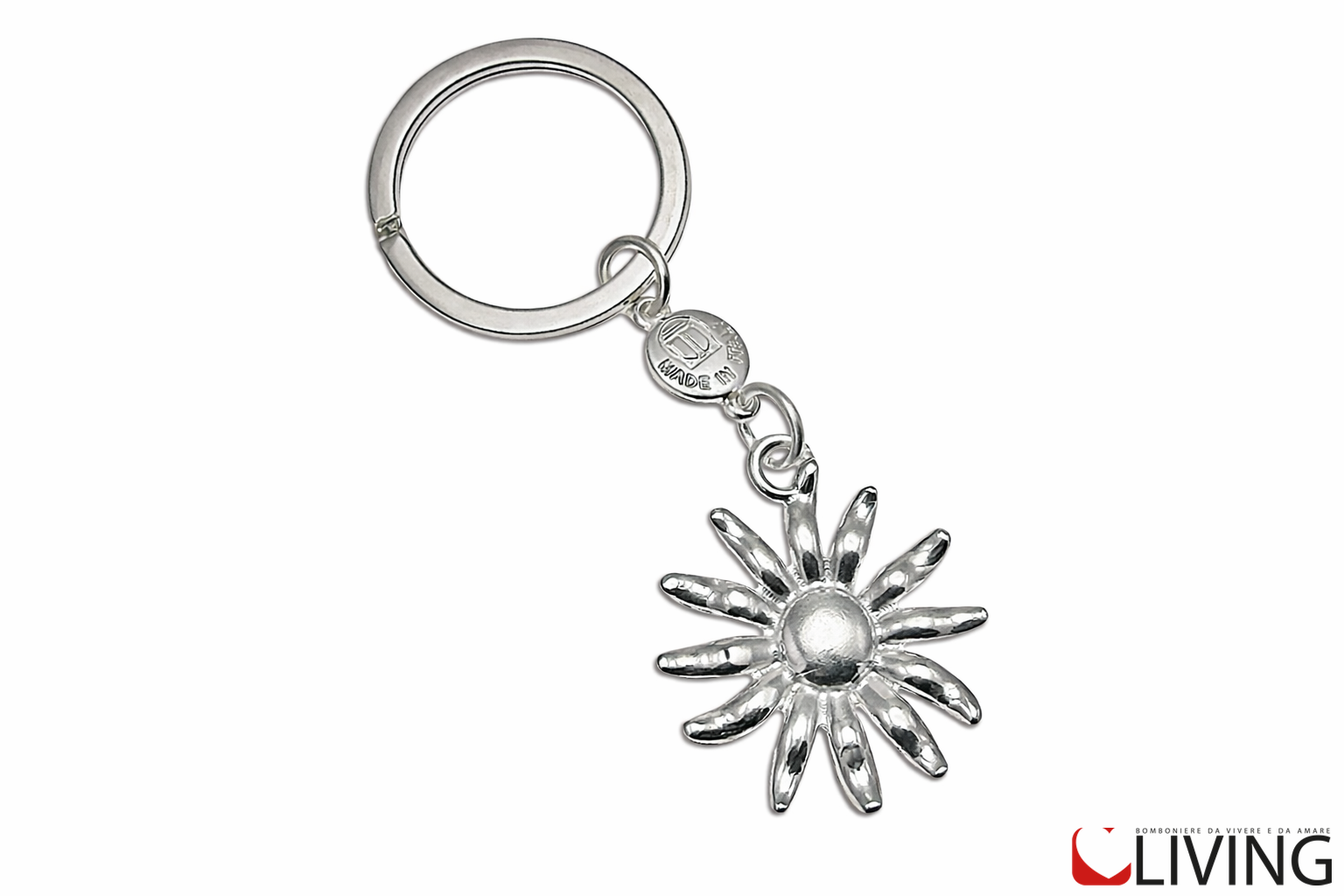 bomboniera portachiavi sole metallo lucido
