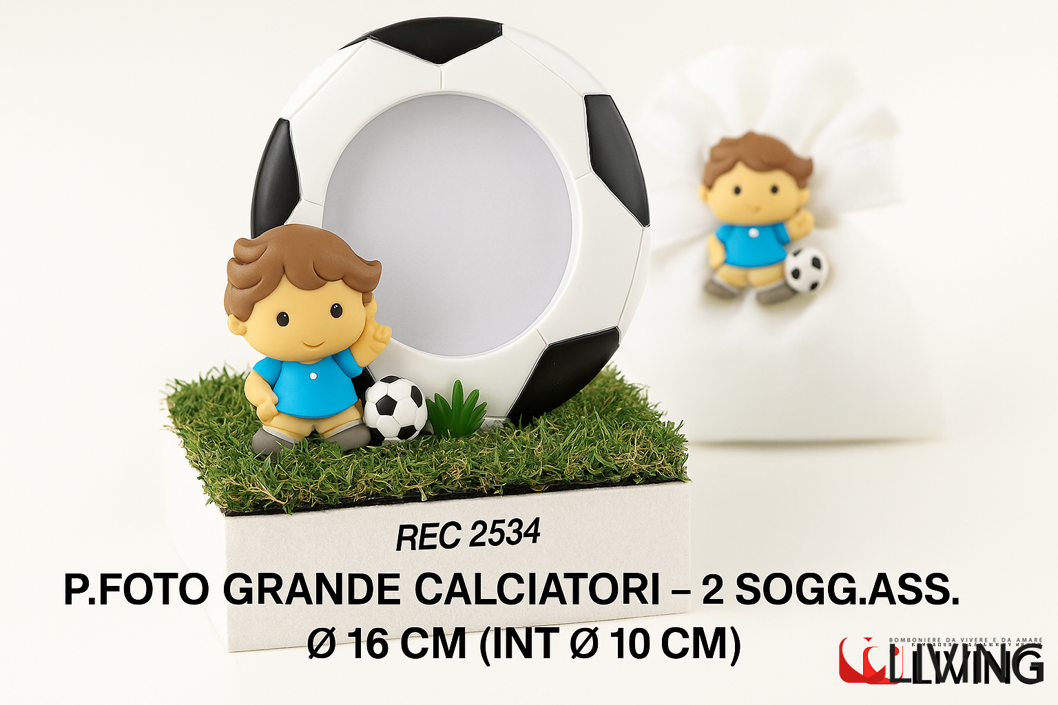 bomboniera porta foto grande calciatore