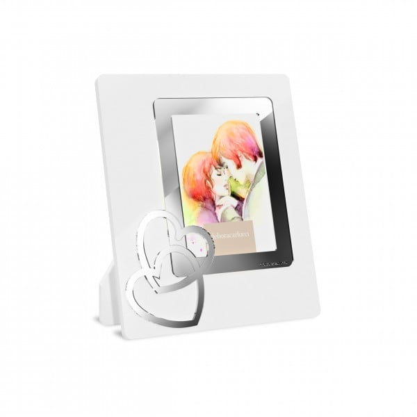 Portafoto Grande Con Cuori In Plex Argento