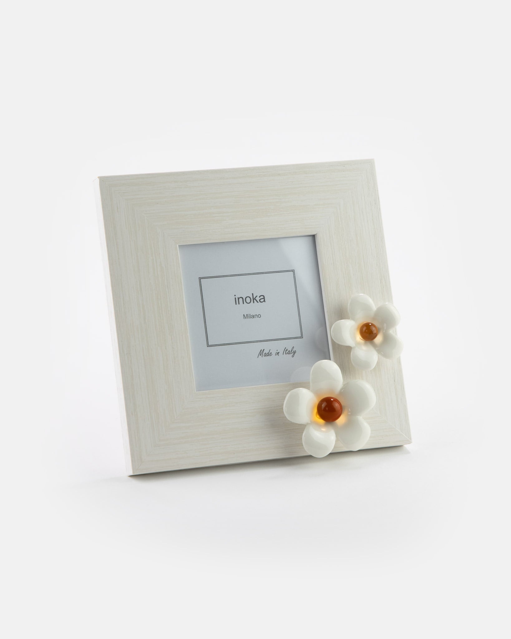 Portafoto in legno con applicazione fiori