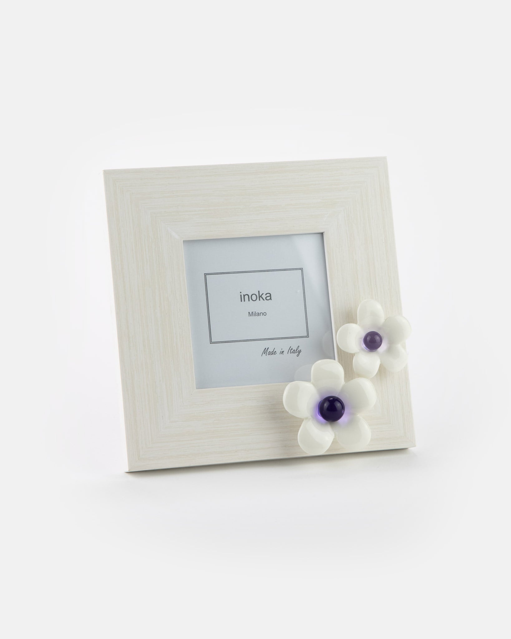 Vasetto Doppio Con Cornice In Legno Applicazione Fiore