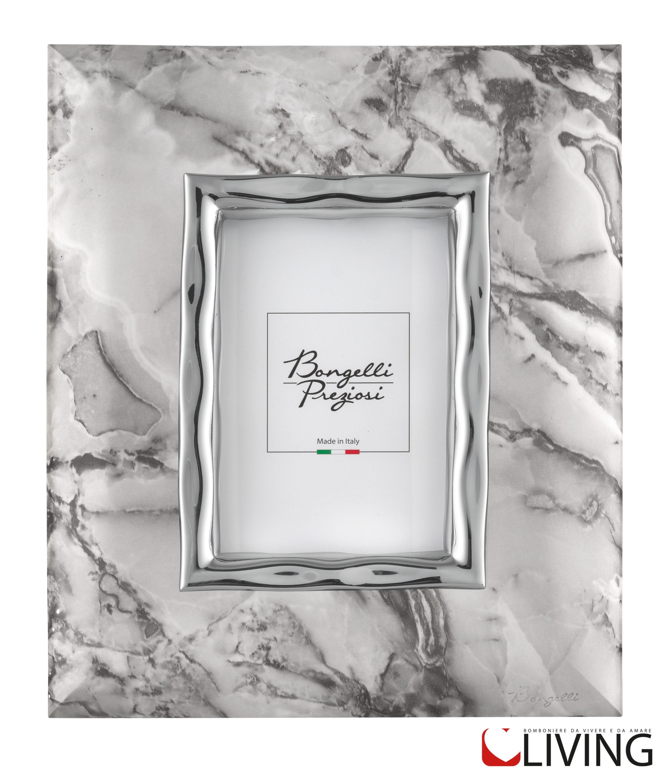 portafoto marmo bianco e argento