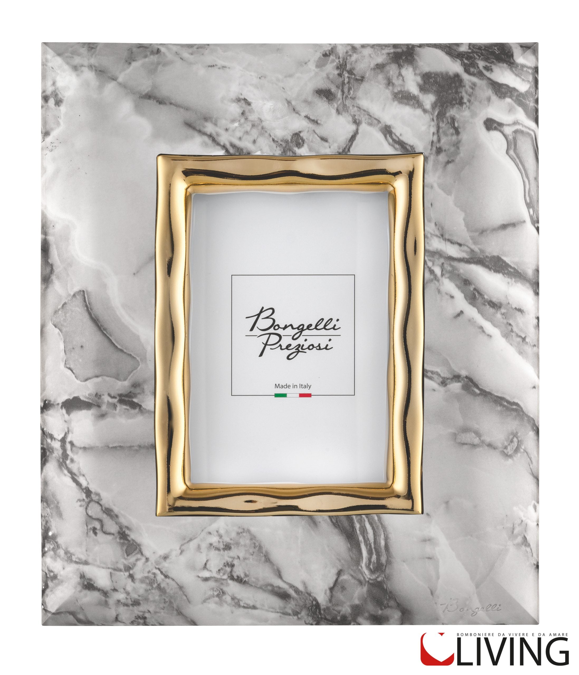 portafoto marmo bianco e oro