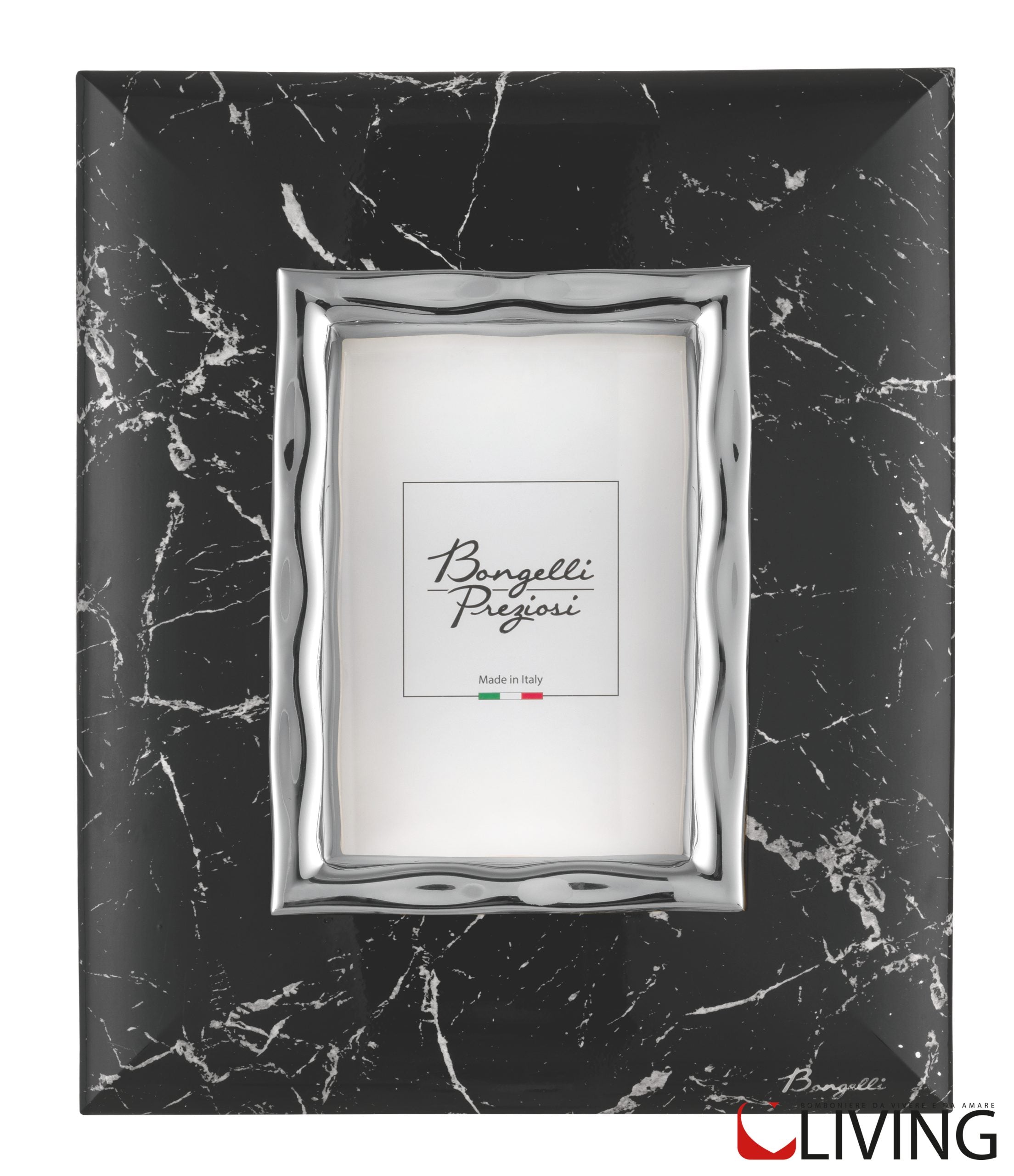 portafoto marmo nero e argento