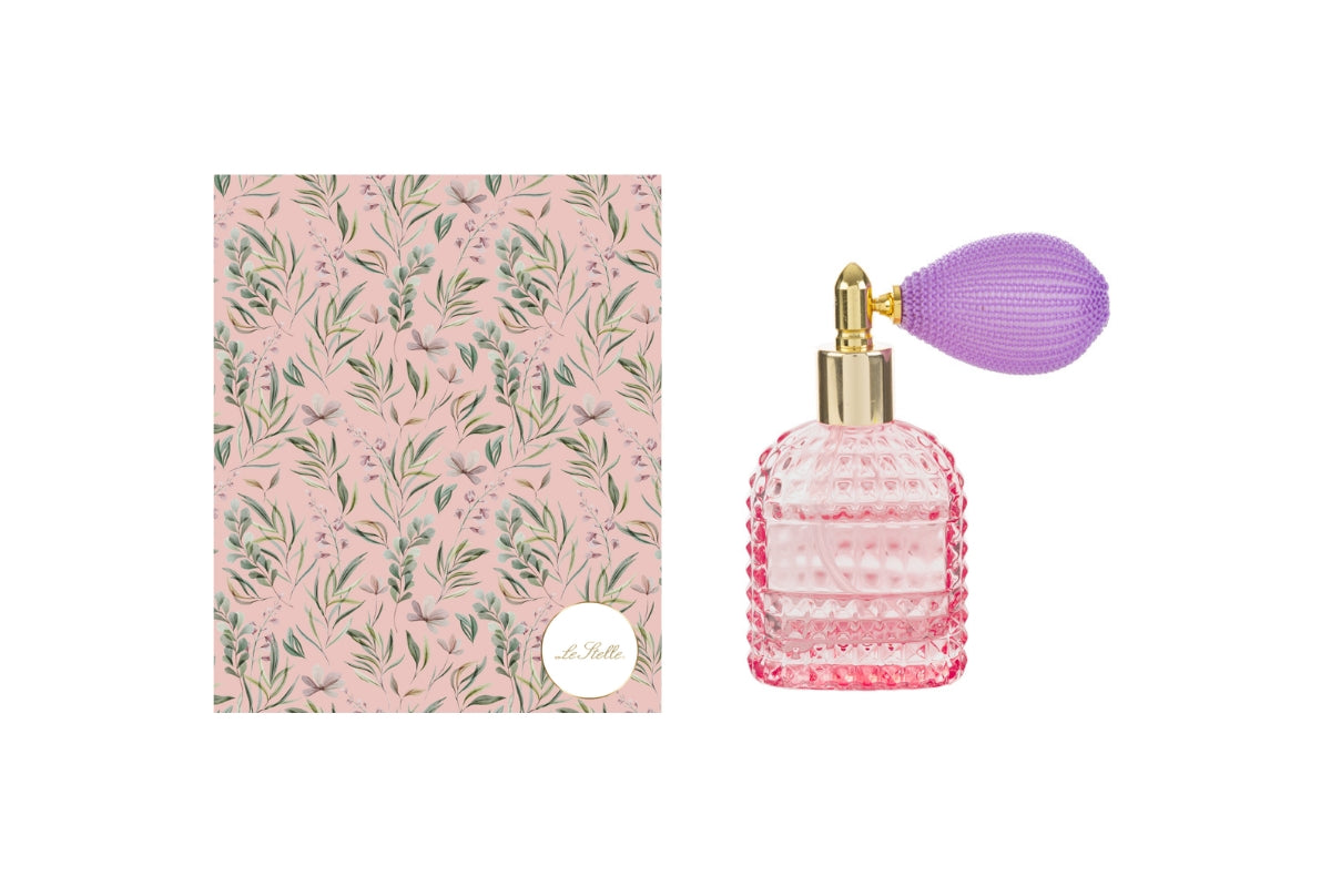 bomboniera portaprofumo spray in vetro rosa