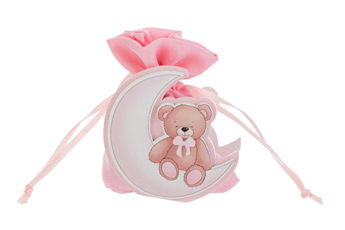 bomboniera portasacchetto legno luna orsetto rosa