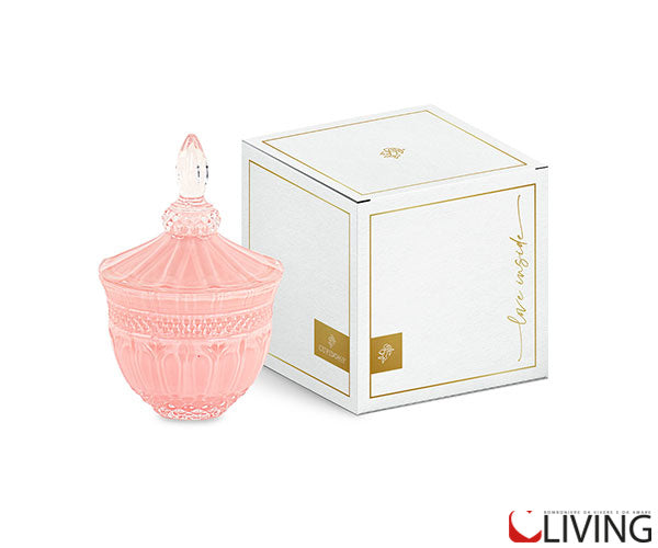 bomboniera potiche vetro bianco rosa