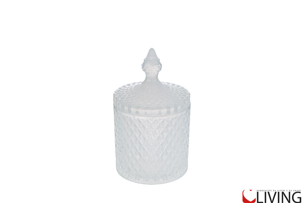 bomboniera potiche vetro linea dorothy bianco diamante