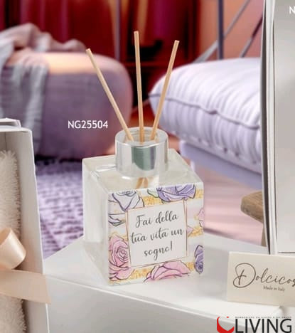 bomboniere cubo vetro profumatore stampa rose