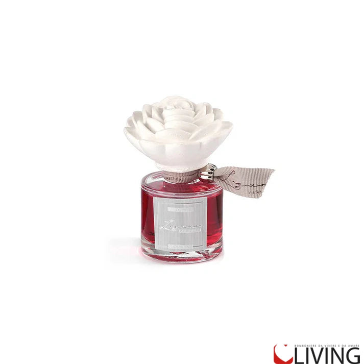 bomboniera profumatore in vetro con camelia in gesso