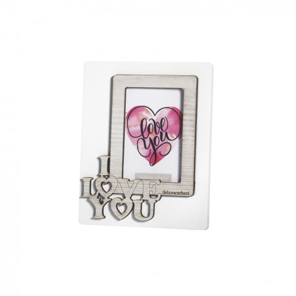 Bomboniera Porta Foto I Love You  In Legno