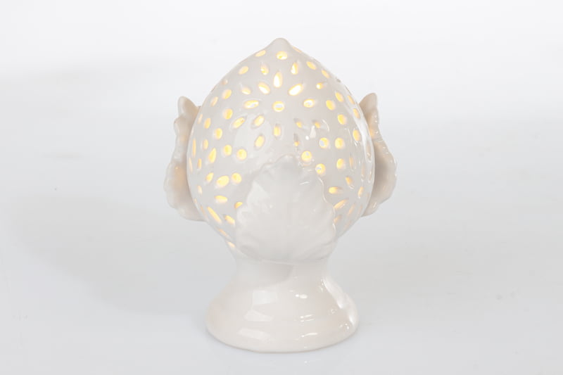 Bomboniera Pumo Pugliese Porcellana Bianca Con Luce A Led