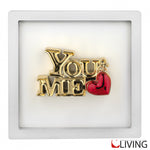 bomboniera quadretto bianco con scritta you & me oro