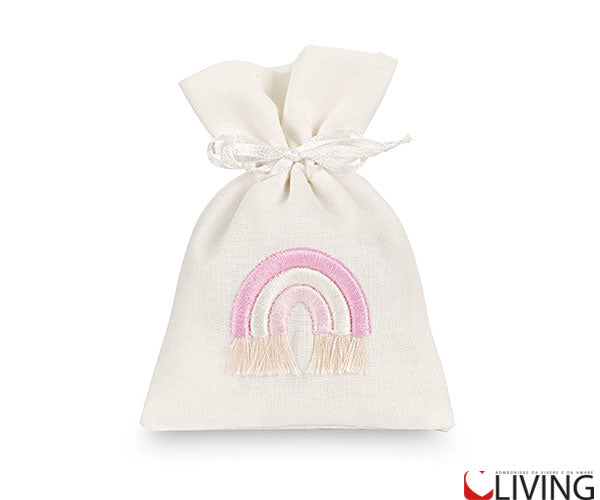 sacchetto portaconfetti arcobaleno rosa