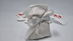 Sacchetto in tessuto glitterato argento con fascia