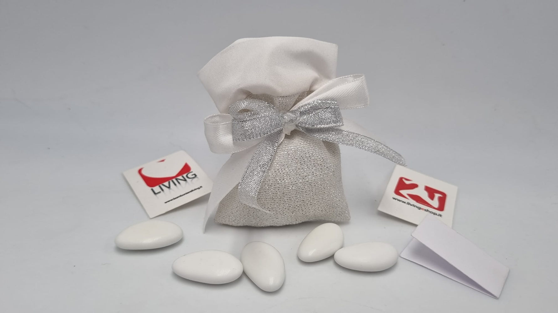 Sacchetto In Tessuto Glitterato Argento Con Fascia