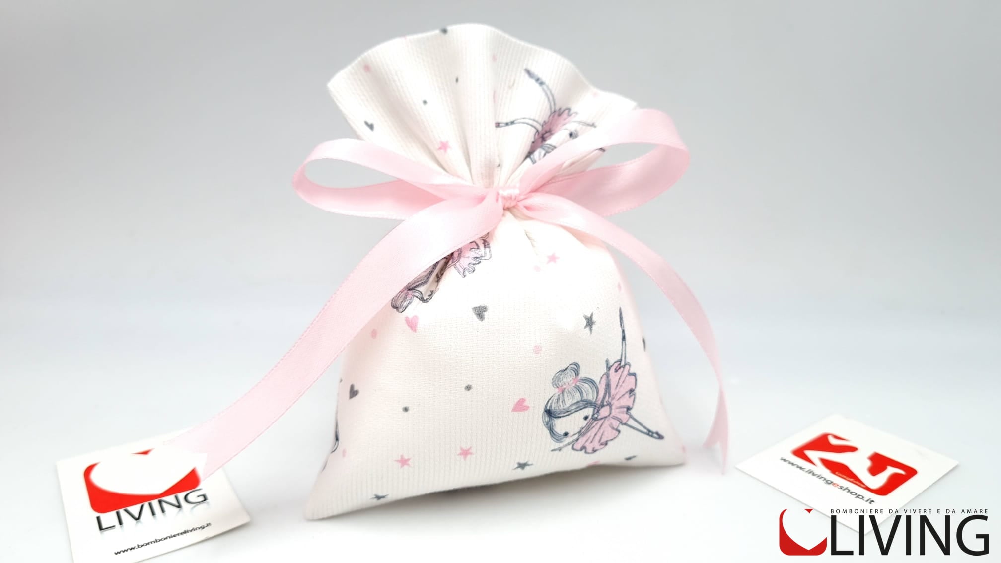 sacchetto bianco stampa ballerine
