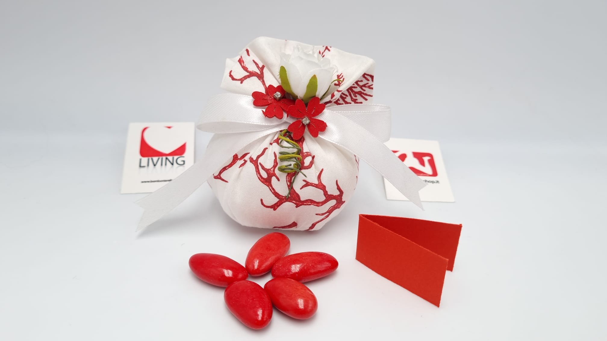 Sacchetto Laurea in cotone con stampa corallo rossa