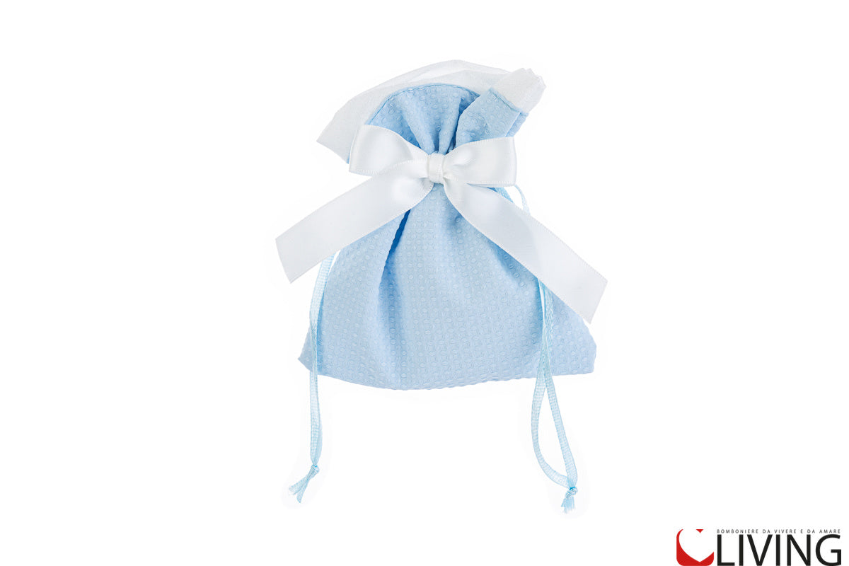 sacchetto portaconfetti cotone celeste