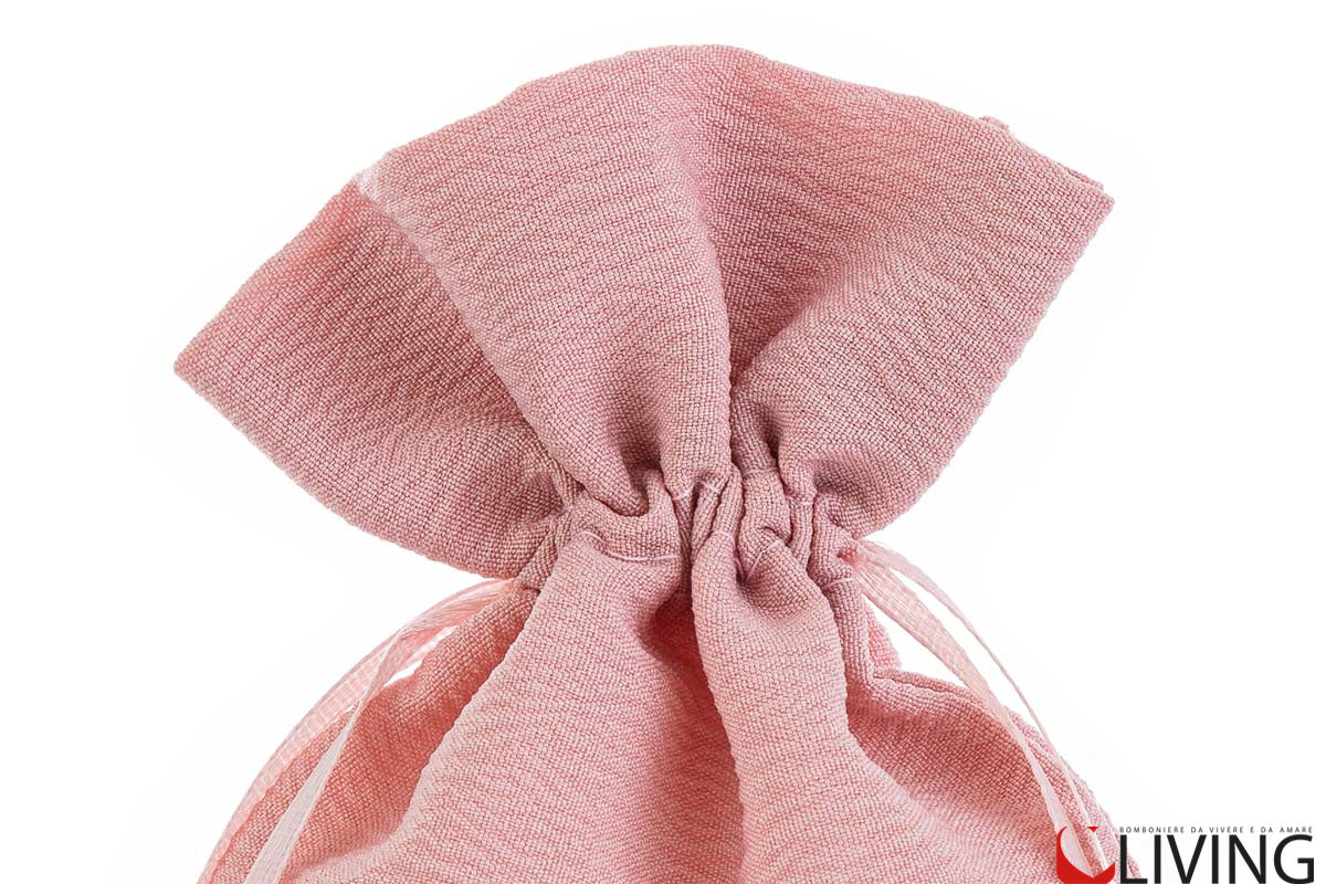 sacchetto portaconfetti cotone rosa con tirante