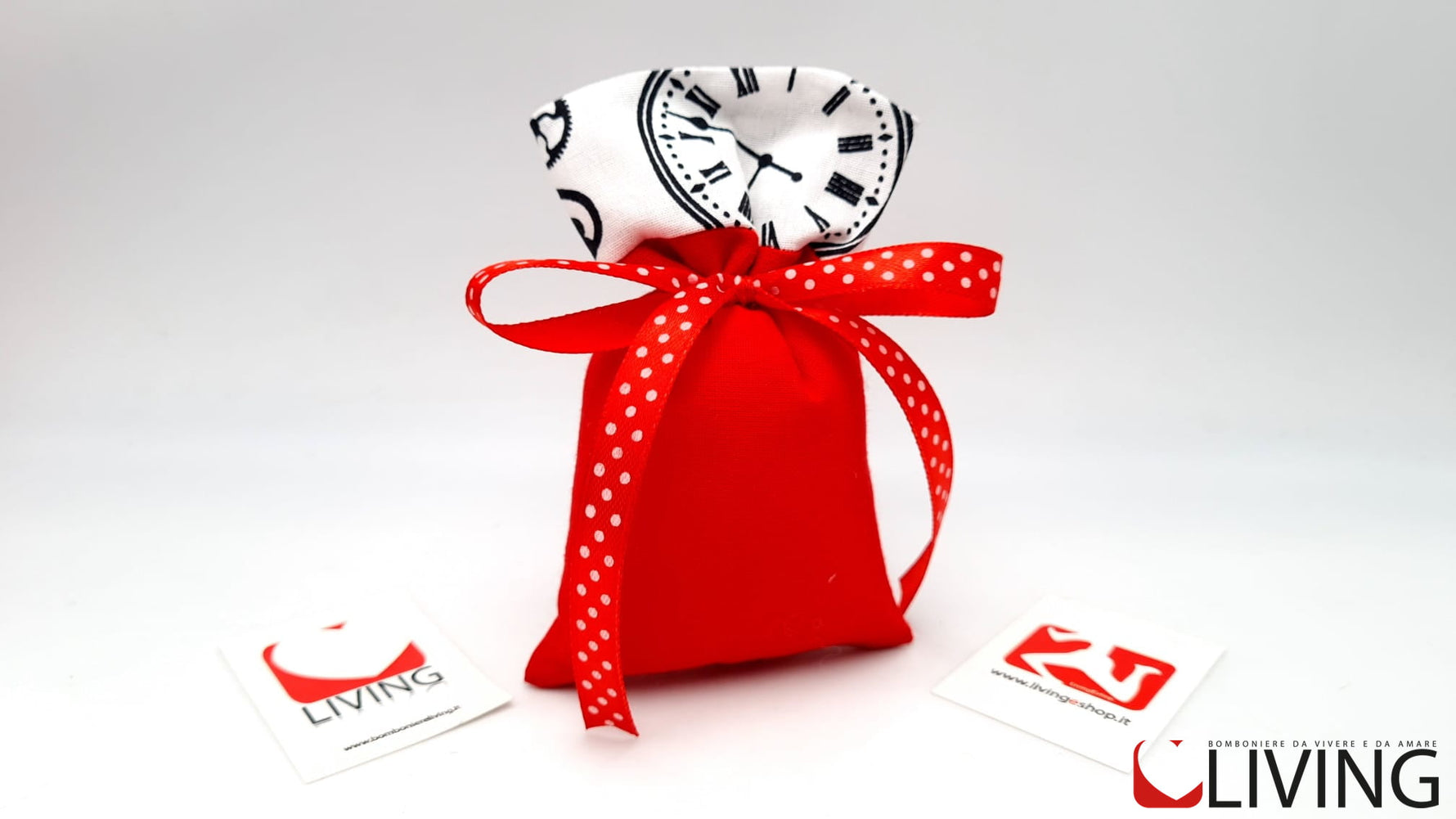 sacchetto cotone rosso con fascia orologio