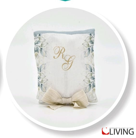 sacchetto cuscino foglie con iniziali personalizzabili