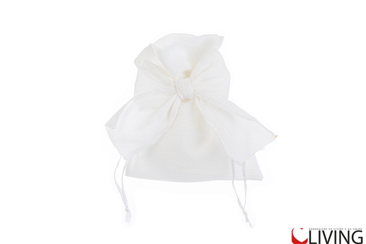 sacchetto portaconfetti con fiocco cotone bianco
