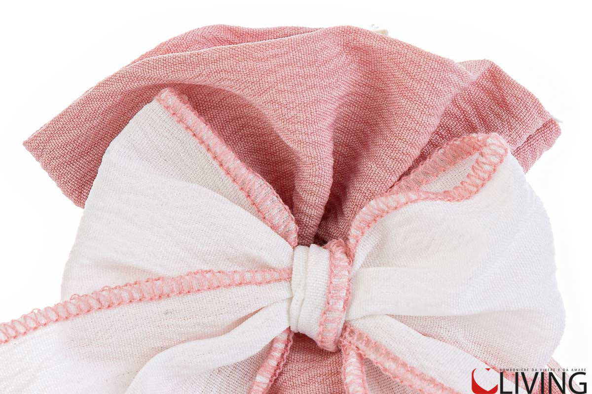 sacchetto portaconfetti con fiocco cotone rosa