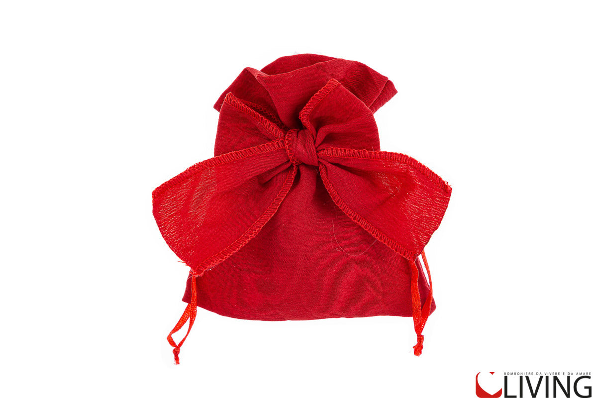 sacchetto portaconfetti con fiocco cotone rosso
