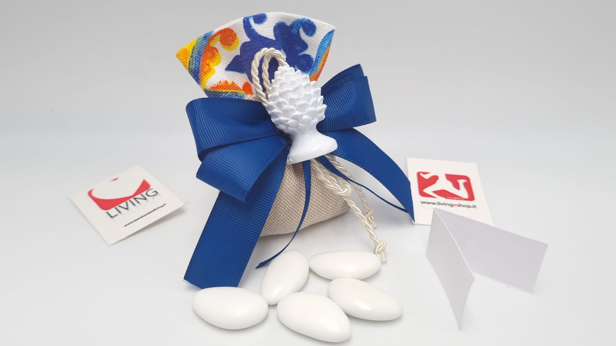 Sacchetto Tessuto Grezzo Con Fascia Maiolica