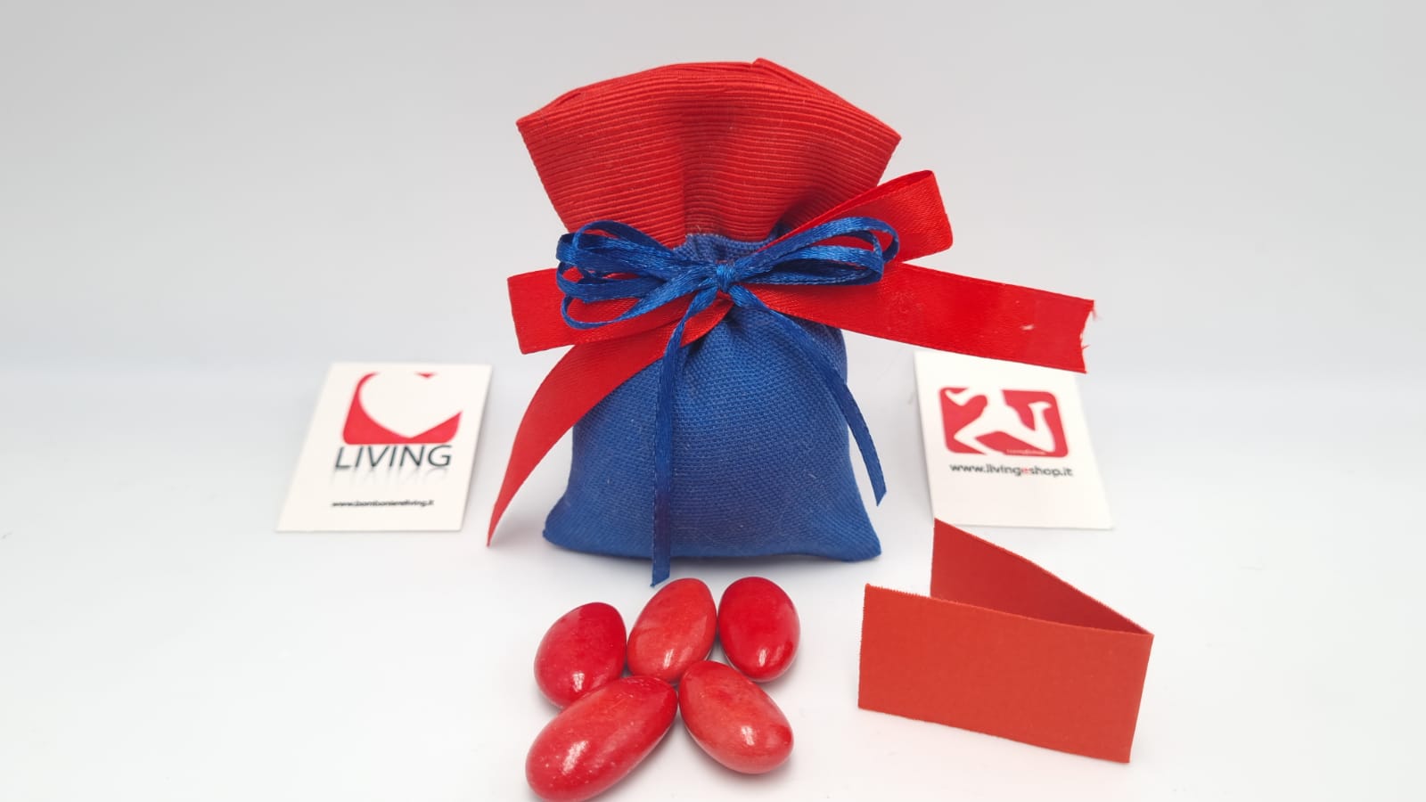 Sacchetto Laurea  blu con fascia cannetè rosso