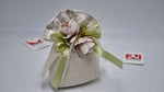 Sacchetto portaconfetti lino con fascia fiori