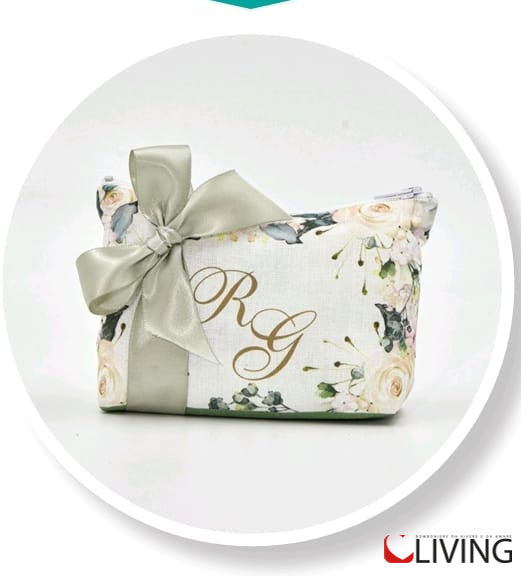 sacchetto pochette con iniziali personalizzabili