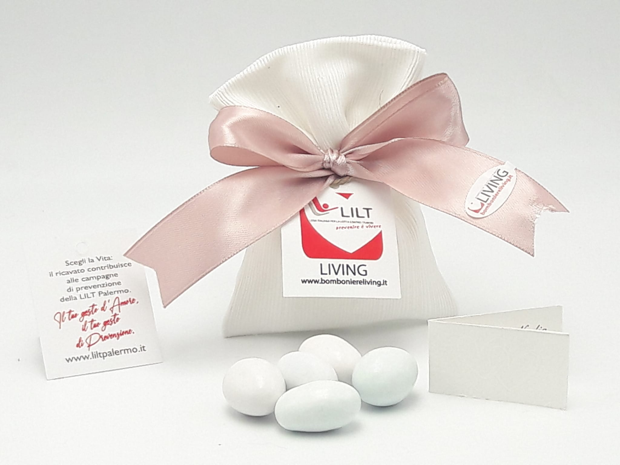 Bomboniera Solidale sacchetto porta confetti cannete bianco