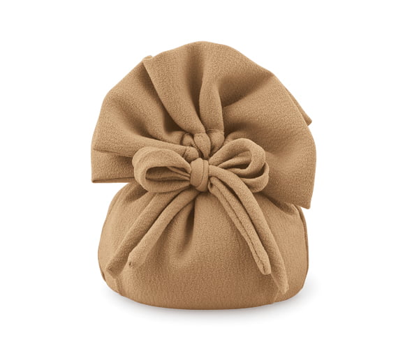 Sacchetto portaconfetti pouf in tessuto colore nocciola