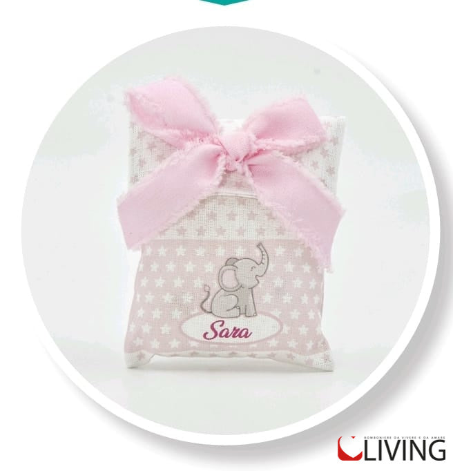 sacchetto retto elefantino rosa personalizzabile