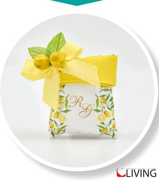 sacchetto retto limoni con iniziali personalizzabili