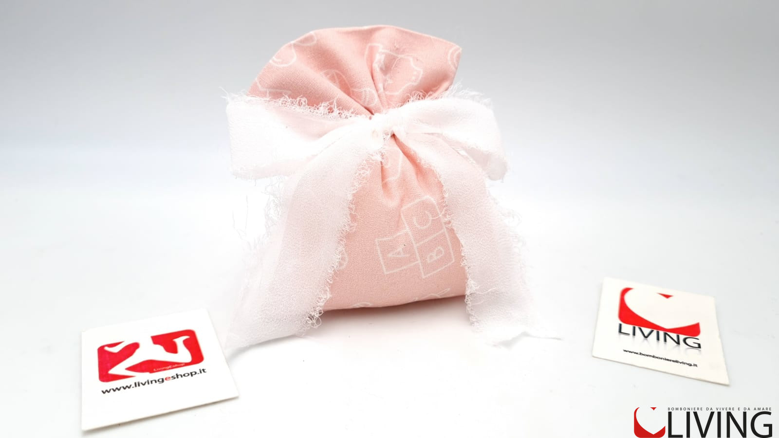 sacchetto retto portaconfetti in tessuto rosa linea baby dreams