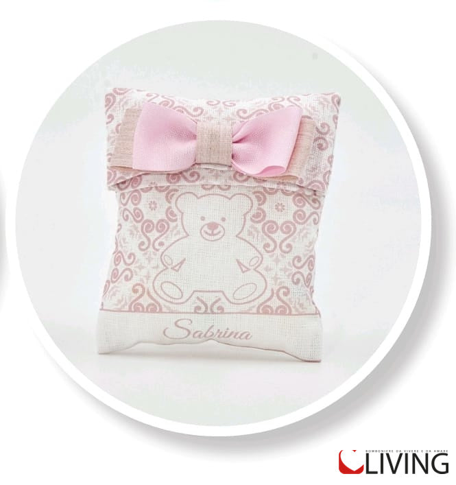 sacchetto retto orsetto rosa personalizzabile