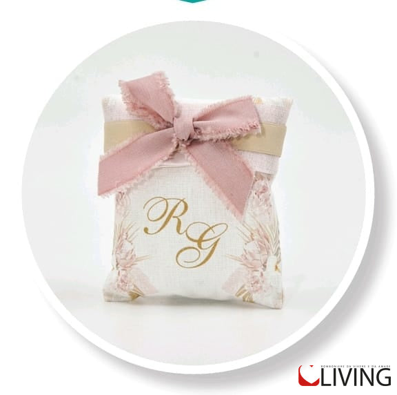 sacchetto retto rosa con iniziali personalizzabili