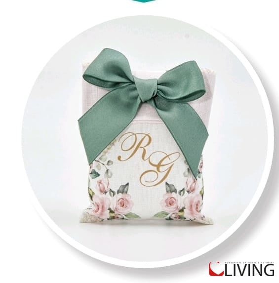 sacchetto retto rose con iniziali personalizzabili