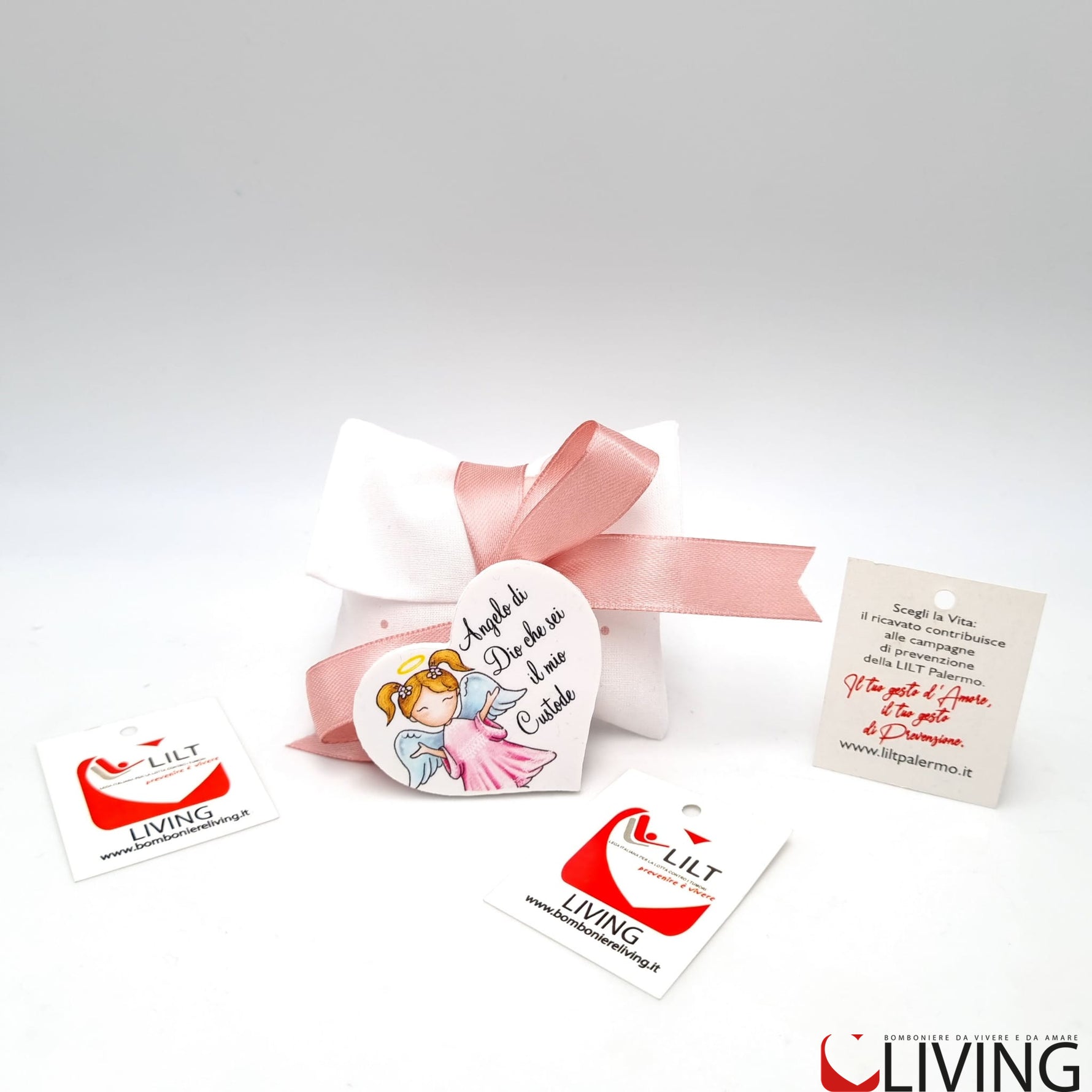 bomboniera linea solidale lilt living sacchetto con magnete angelo bimba